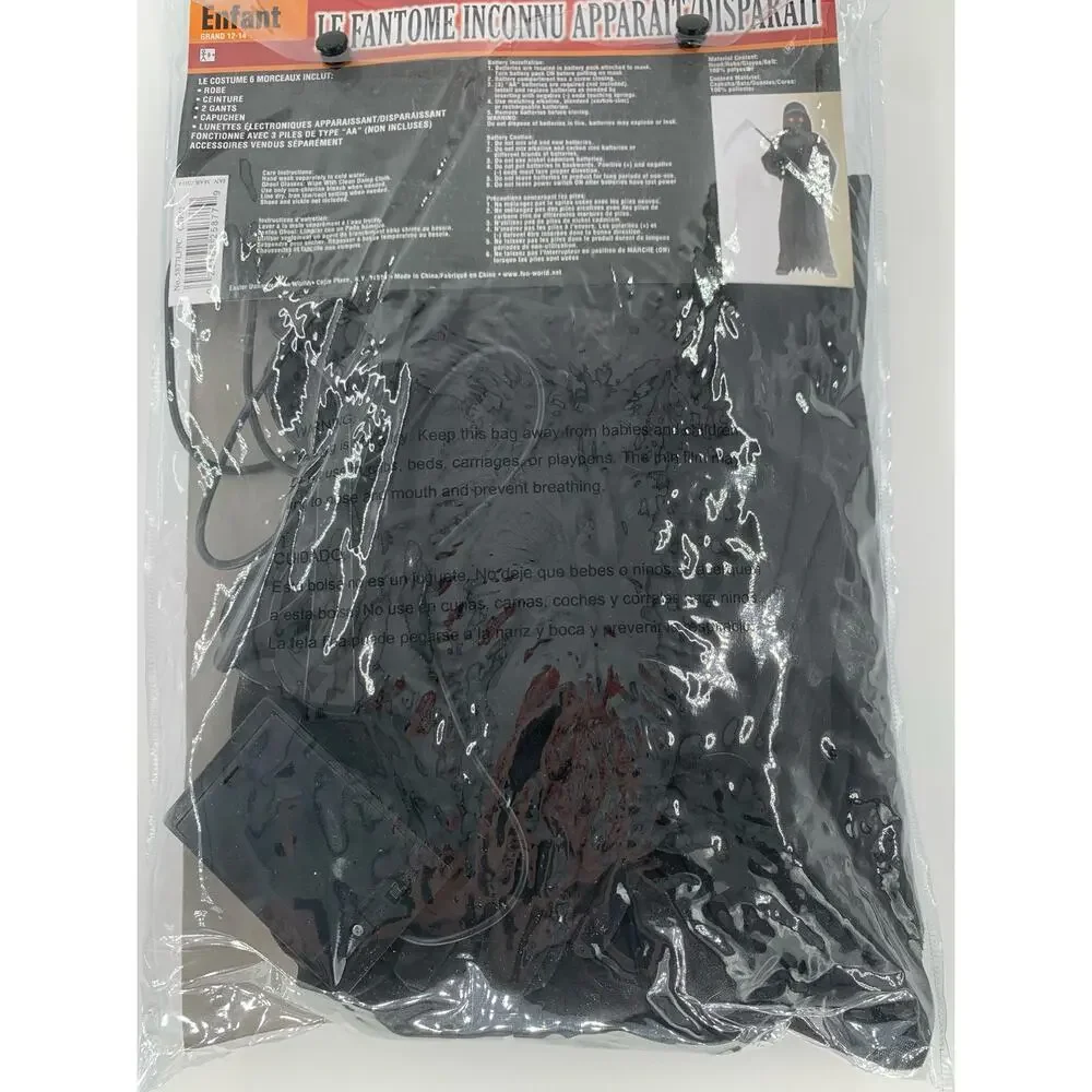 Phantom Costume Halloween Unknown Fade In/Out Child Sz Large 12-14 Robe Glasses